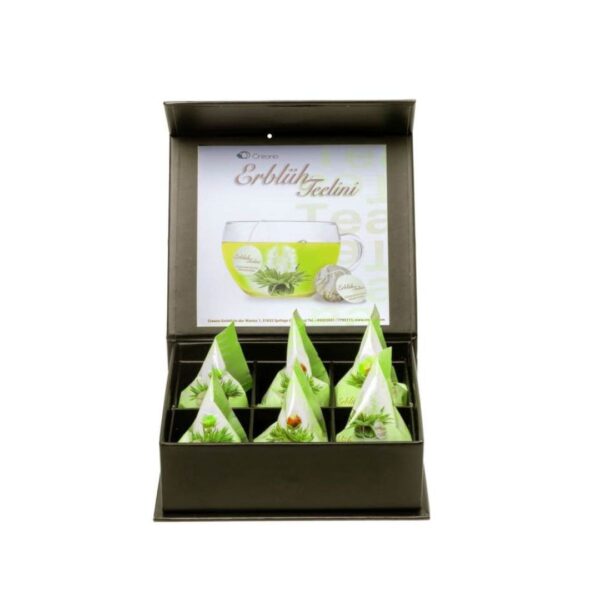 ceai verde 6 flori cu fir de bumbac 4 variatii in cutie magnetica