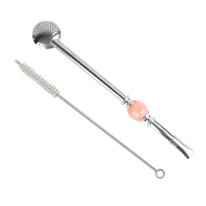 Bombilla cu perie de curatare - Pink Coral